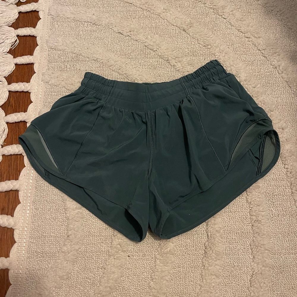 Size 4 Lululemon Hotty Hot shorts in gator green